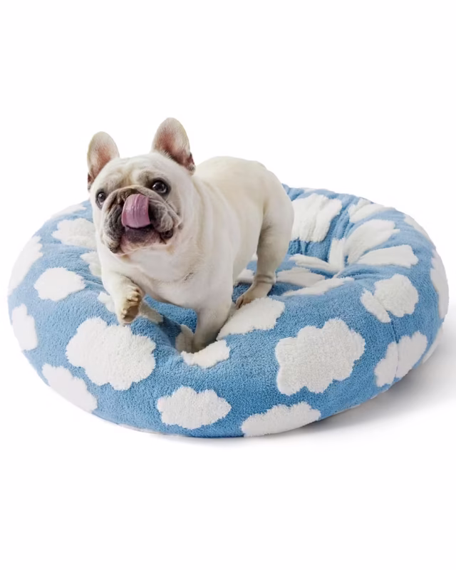 Fluffy Clouds Round Frenchie Bed