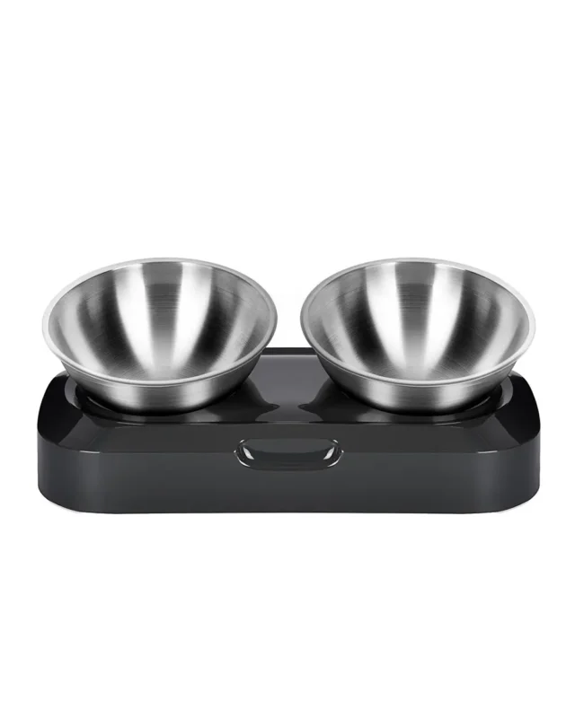 Double Raised Tilted French Bulldog Bowl