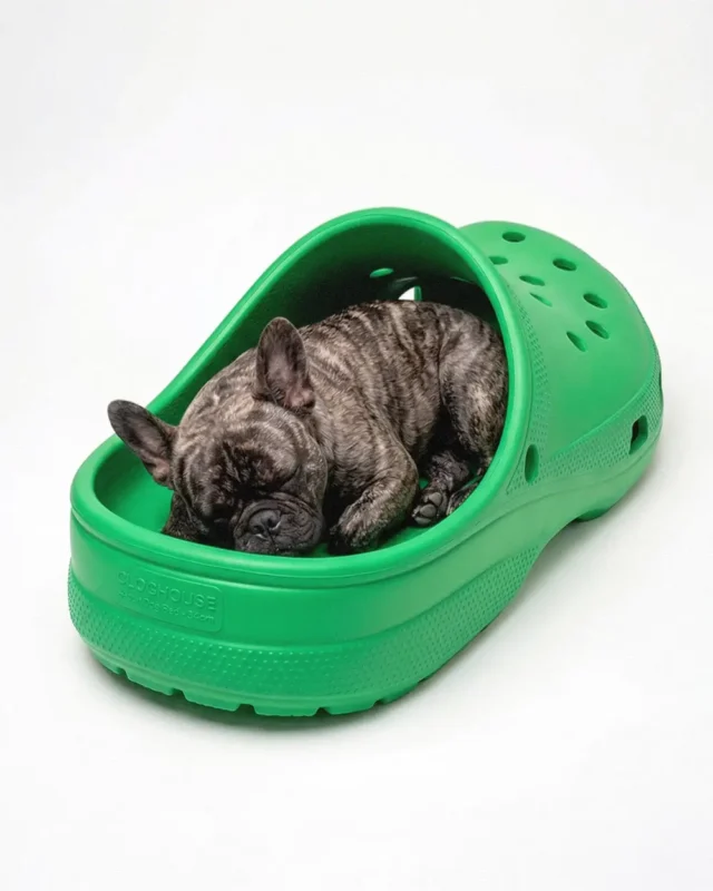 Cloghouse Frenchie Designer Dog Bed in vert green color