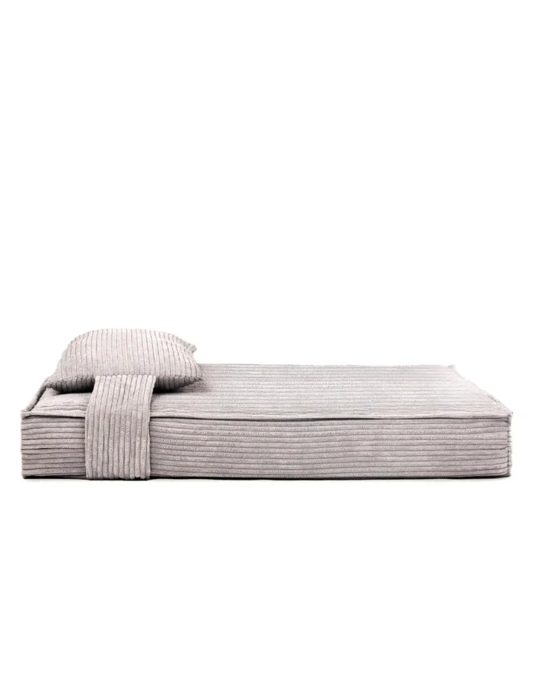Velours French Bulldog Orthopedic Bed in light gray color