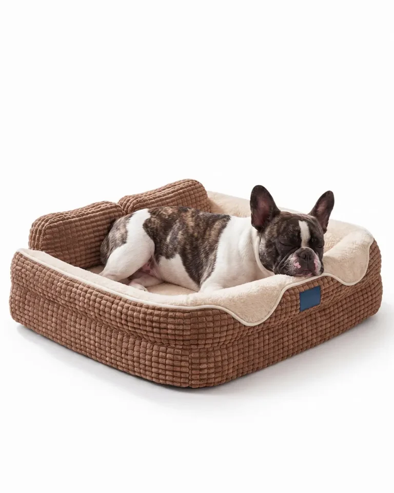 Cadeau French Bulldog Orthopedic Bed in brown color